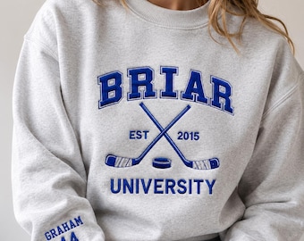 Briar University Hockey Embroidered Sweatshirt, Off Campus Inspired Hoodie, Custom Team Crewneck, Book Lover Gift Shirt