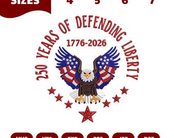 Patriotic Eagle Embroidery Design, USA 250 Years of Freedom (Digital Download)