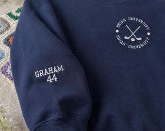 Briar University Graham 44 Embroidered Sweatshirt, Hockey Romance Bookish Crewneck Hoodie, College Sports Fan Gift for Her