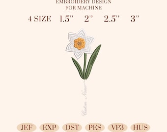 Custom December Birth Flower Embroidery Design, Personalized Name Floral Bouquet, December Birthday Flower SVG PNG PES File Download