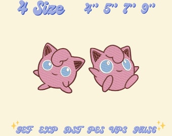 Embroidery Jigglypuff Pokemon Embroidery File, Pokemon Character Embroidery File, Jigglypuff Character Embroidery Design, Fashion Emb File
