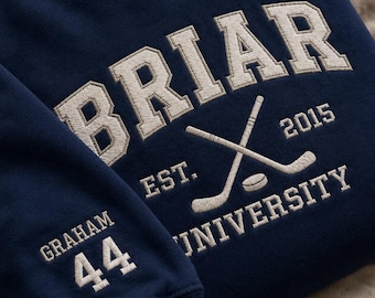 Hockey Romance Embroidered Sweatshirt, Custom Player 44 Campus Crewneck, Bookish Hockey Gift Shirt, Personalized Hoodie