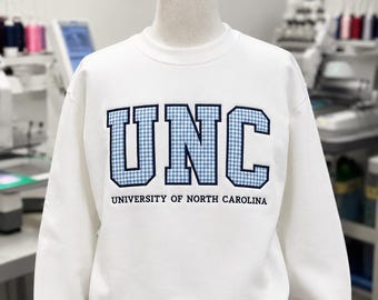 Personalized Polka Dot College Sweatshirt, Embroidered Varsity Letter Crewneck, Custom University Merch & School Gift
