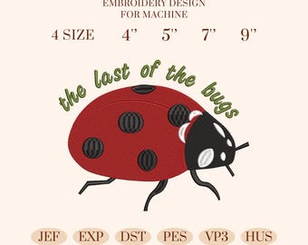 Minimalist Ladybug Club Embroidery Design, Digital File, Cute Bug Shirt Pattern, Lucky Ladybug Tank Hat, Garden Aesthetic Nature Lover Gift