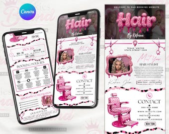 Pink Acuity Scheduling Template Hair Stylist, Acuity Scheduling Template, Booking site template Lash Makeup Hair Scheduling Template Canva