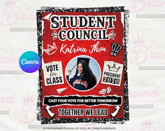 Student Council Campaign Flyer Template, School Election Flyer, Editable Canva Poster, Homecoming Election, Vote For Me, Canva Editable