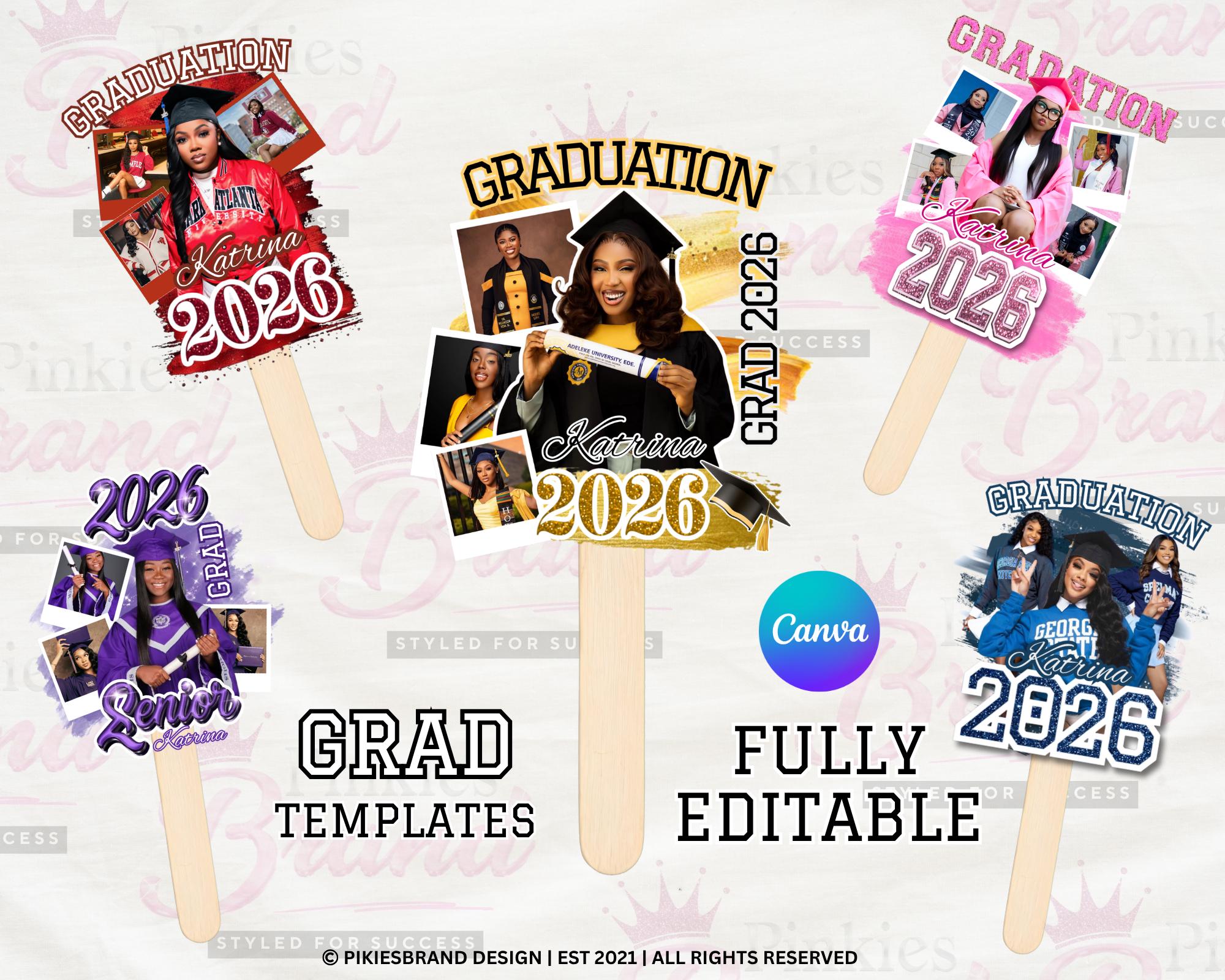Grad Fan 2026 Canva Editable Template, Graduate Fans Senior, Graduation ...