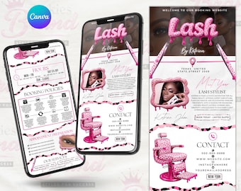 Plantilla editable de Canva para programar pestañas Acuity, sitio web de reservas de lujo Acuity, Acuity Lash Tech, plantilla para reservar pestañas, sitio web de pestañas Acuity