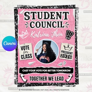 Student Council Campaign Flyer Template, School Election Flyer, Editable Canva Poster, Homecoming Election, Vote For Me, Canva Editable