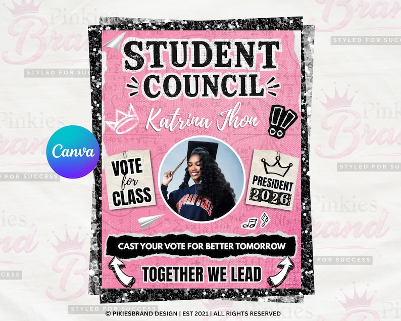 Student Council Campaign Flyer Template, School Election Flyer, Editable Canva Poster, Homecoming Election, Vote For Me, Canva Editable