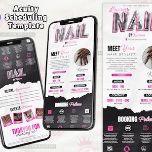 Acuity Booking Site Template Nail Tech, Acuity Template Nail Salon Canva Template, Nail Scheduling Acuity Website, DIY Business Card