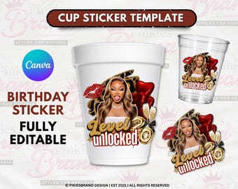 Gepard Print Geburtstag PNG Template: Wild Party Design Roter Gepard Geburtstagssticker, Styroporbecher Sticker, Schnapsglas, alle Sternzeichen