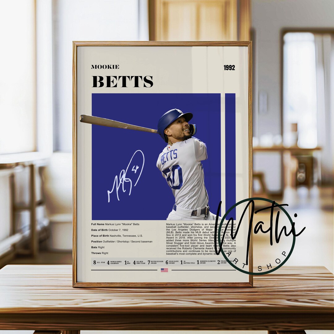Mookie Betts Poster, Los Angeles Dodgers Print, Baseball Prints, MLB ...