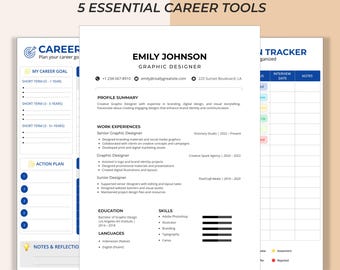 ATS Resume Bundle and Essential Career Tools, Editable Job Search Organizer, Career Planner