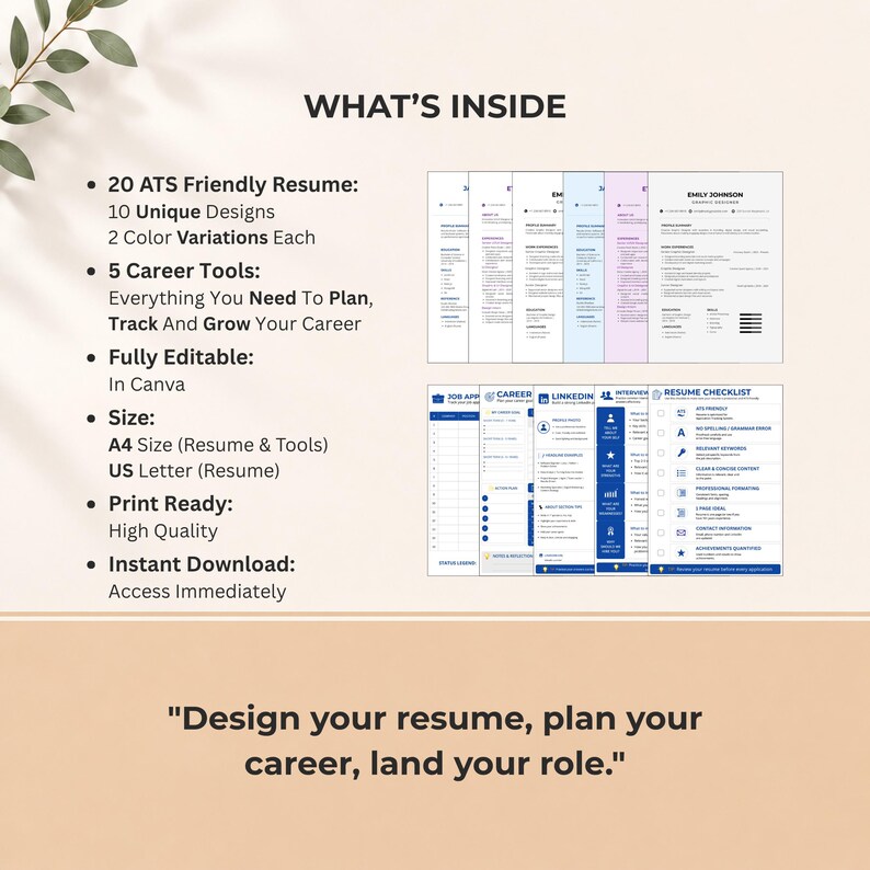 ATS Resume Bundle and 5 Career Success Tools Kit Canva Job Search System image 2