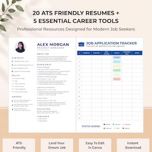 ATS Resume Bundle and 5 Career Success Tools Kit Canva Job Search System image 1