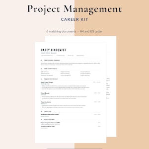 Lebenslaufvorlage für Projektmanager (ATS-kompatibel) | Bearbeitbares Canva-Paket mit Anschreiben und Lebenslauf