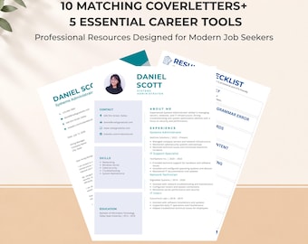 Ultimate ATS Resume Template Canva Bundle 10 Cover Letters 5 Career Success Tools Kit