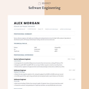 Software Engineer Resume Template ATS Friendly | Editable Canva CV Cover Letter Bundle