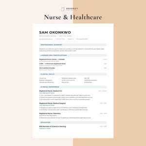 Nurse Resume Template ATS Friendly | Editable Canva RN CV Cover Letter Bundle