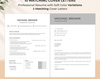 Matching ATS Resume and Cover Letter Template Canva Bundle 20 Professional CV Designs