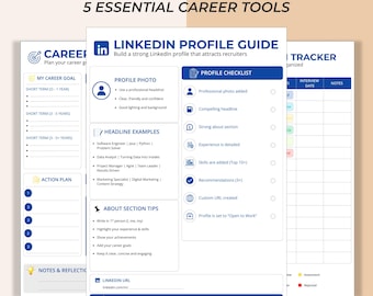 Editable Career Planner, Job Application Tracker, LinkedIn Guide, Interview Prep & Resume Checklist