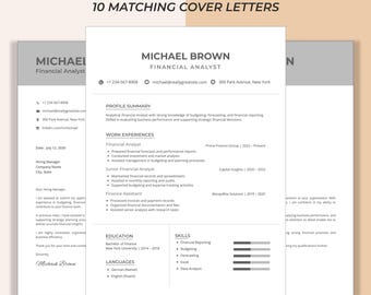 ATS Resume Bundle with Matching Cover Letters, Editable Professional Job Application Templates