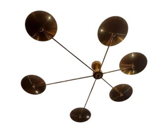 Mid Century Sputnik Chandelier | Brass Atomic Ceiling Light | MCM Modern Lighting Fixture