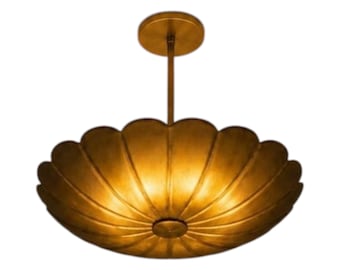 Luxury Brass Flower Chandelier, Handmade Ceiling Pendant Light, Elegant Dining Room Fixture, Home Decor