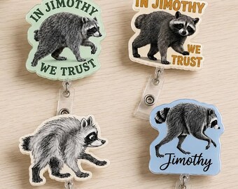 Jimothy Raccoon Badge Reel, Funny Raccoon Badge, Seattle Raccoon Badge Clip, Pandas Jimothy Nurse Badge Holder, Trash Panda Badge Holder
