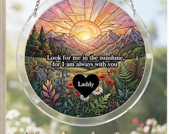 Custom Name Acrylic Puzzle Suncatcher, Mountain River Window Hanging, Custom Memorial Gift, Stained Nature Decor, Father’s Day Gift