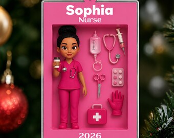 Custom Nurse In Toybox Christmas Ornament, Nurse Ornament, Nursing Graduation Gift, Nursing Graduation Ornament, Healthcare Worker Ornament