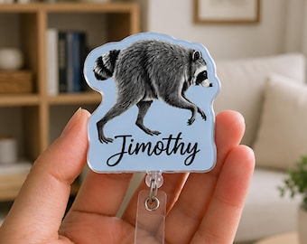 Viral Jimothy Raccoon Badge Reel, Famous Seattle Raccoon ID Holder, Trash Panda Badge Reel, Animal Lover Badge Reel, Raccoon Lover Badge