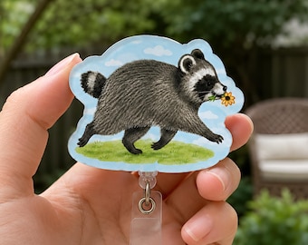 Jimothy Raccoon Badge Reel, Trash Panda Badge Reel, Seattle Short Spine Raccoon ID Holder, Nurse Badge Reel, Animal Humor Badge Reel