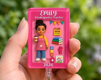 Custom Teacher In Toybox Badge Reel, Kindergarten Teacher Badge Clip, Preschool Teacher ID Holder, Pre K Badge, Daycare Teacher Badge Clip