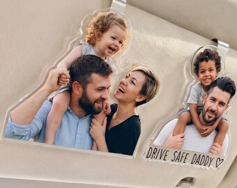 Drive Safe Daddy Car Visor Clip with Photo, Custom Father's Day Gift from Daughter, Safety Reminder Gift, First Car Gift, Birthday Car Clip