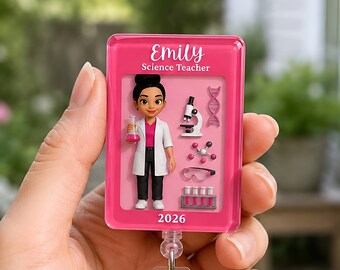 Custom Teacher In Toybox Badge Reel, Science Teacher Badge, Lab Badge Clip, Chemistry Teacher Badge, Stem Teacher Badge, Science Badge Reel