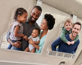 Drive Safe Daddy Car Visor Clip with Photo, Custom Father's Day Gift from Daughter, Anniversary Gift for Husband, New Driver Gift for Son