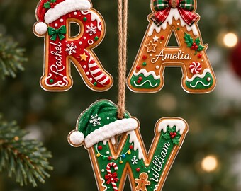 Custom Initial Christmas Ornament, Gingerbread Letter Ornament, Gingerbread Cookie Ornament, Monogram Ornament, Family Christmas Keepsake