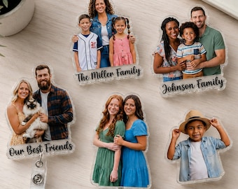Personalized Photo Badge Reel, Family Badge Clip, Pet Photo Badge Holder, Kid Photo Retractable Badge, Memorial Photo Badge, Photo ID Badge