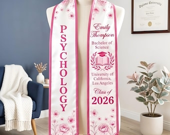 Personalized Logo Embroidery Graduation Stole Class of 2026, Embroidery Satin Stole, First Generation Stole, RN Nursing Graduation Sash