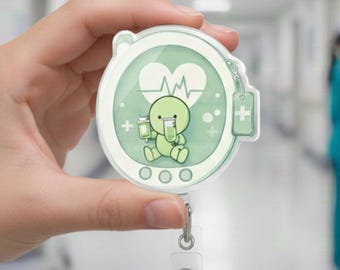 Green Tamagotchi Nurse Badge Reel, Smiski Badge Reel, Nurse Badge Buddy, Kawaii Matcha Badge Clip, Pediatric Nurse Badge Reel, Kawaii Nurse