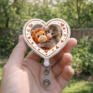 Baby Monkey Punch Badge Reel, Sad Monkey ID Holder, Animal Lover Badge Clip, Dear Punch, Baby Monkey Badge Reel, Rescue Story Badge Reel image 4