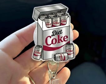 Diet Drink Cigarette Pack Badge Reel, Diet Soda Badge Reel, Diet Soda Lover Badge Reel, Caffeine Lover, Silver Diet Soda, Medical Badge Reel