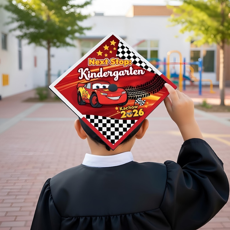 Cars Graduation Lay Lightning Mcqueen Grad Cap Topper for Boys, Disney Cars Graduation Cap ...