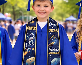 Custom Astronaut Graduation Stole for Kids, Space Theme Preschool Kindergarten Grad Sash, Galaxy Grad Sash, Future Astronaut, Space Lover