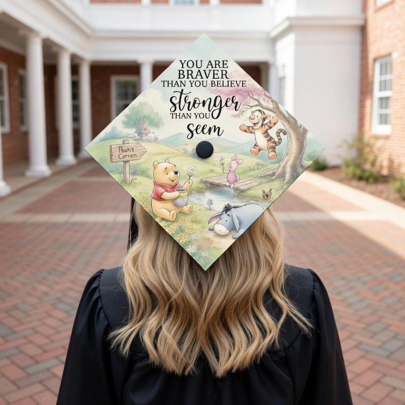 Tigger Graduation Winnie the Pooh Graduation Cap Topper, Hundred Acre Wood Class of 2026 ...