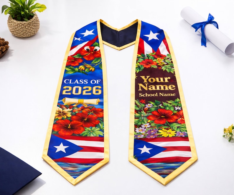 Puerto Rican Graduation Custom Puerto Rico Graduation Stole, Boricua Heritage Graduation Sash ...