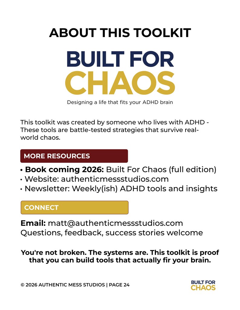ADHD Toolkit for Overwhelm & Task Paralysis | Crisis Protocol, Energy ...