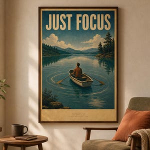 Póster imprimible "Just Focus TDAH" / Divertido póster sobre la función ejecutiva / Descarga digital de estilo mediados de siglo